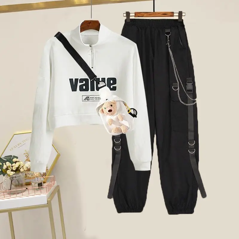 Spring and Summer Fashion Suit Women's 2023 Latest Student Fashion Korean Loose Short Top Casual Pants Two-piece Set