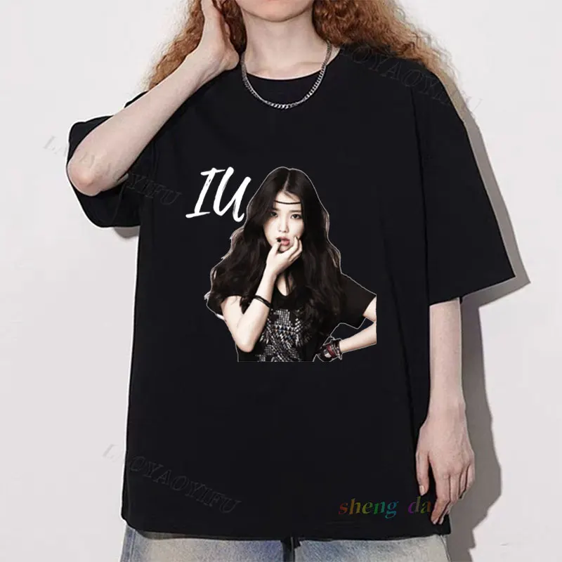 New Style Camisetas K-pop Popular Shirts Lee Ji Eun Retro T-Shirt IU Uaena Fans Tees Korean Cheap Outfit Short Sleeve Tee Top