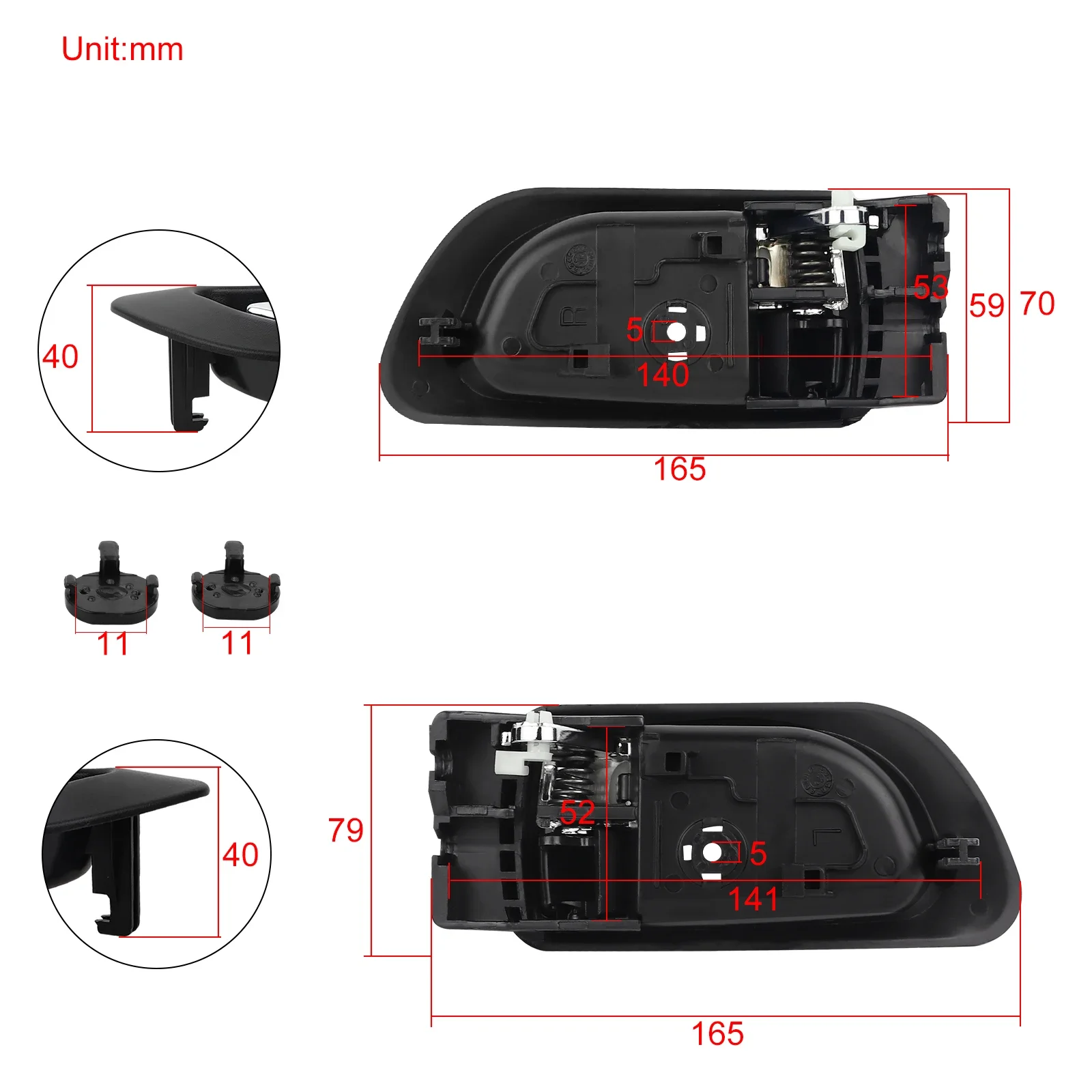 Interior Inner Door Handle for Great Wall X200 X240 SUV 2.0L 2.4L 6105100-K80, 6105200-K80, 1 Pair, Front Left & Right