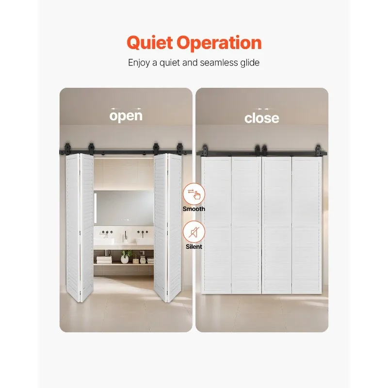 Bi-Folding Sliding Barn Door Hardware Track Kit 60" for Four 14" Doors