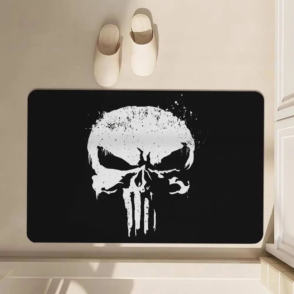 

Custom Vintage Skeleton Punisher Skull Floor Mat Soft Diatom Bathroom Absorbent Floor Mat, Toilet Of The Bathroom, Household Fl