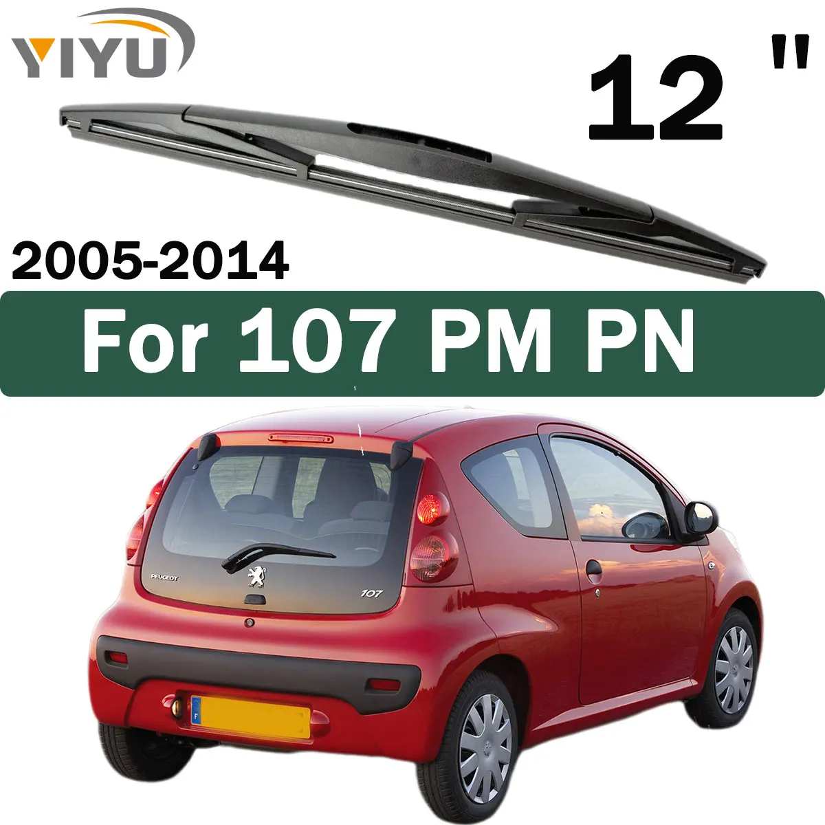 12-Zoll-Heckwischerblatt für Peugeot 107 PM PN 2005–2014, Zubehör für Auto-Heckscheibenbürsten