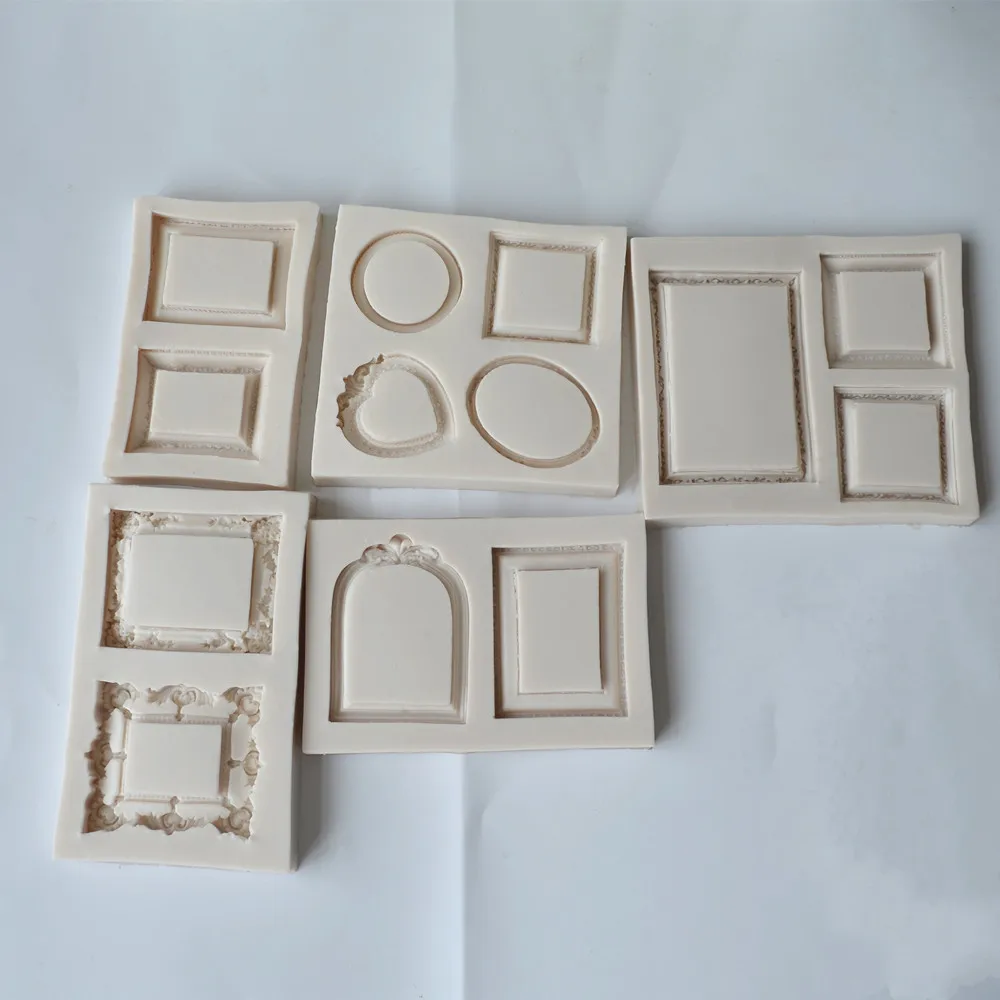 Fontant Mold Various Lace Scroll Photo Frames Silicone Candy Cake Frames Decoration Chocolate Candy Decoration Mold