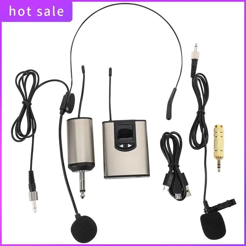 

UHF Portable Wireless Headset/ Lavalier Lapel Microphone With Bodypack Transmitter And Receiver 1/4 Inch Output, For Live Perfor