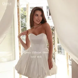 Qanz Short Sweetheart Homecoming Dress Backless Satin Mini Wedding Party Dresses A Line Vestidos De Graduación Customized