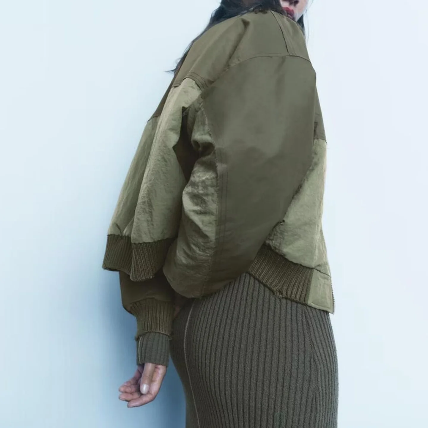 المرأة Faion المرقعة الطيار القطن Jaet طويلة Sve الخريف وصول جديد Z فضفاضة تناسب معطف ort سستة الديكور