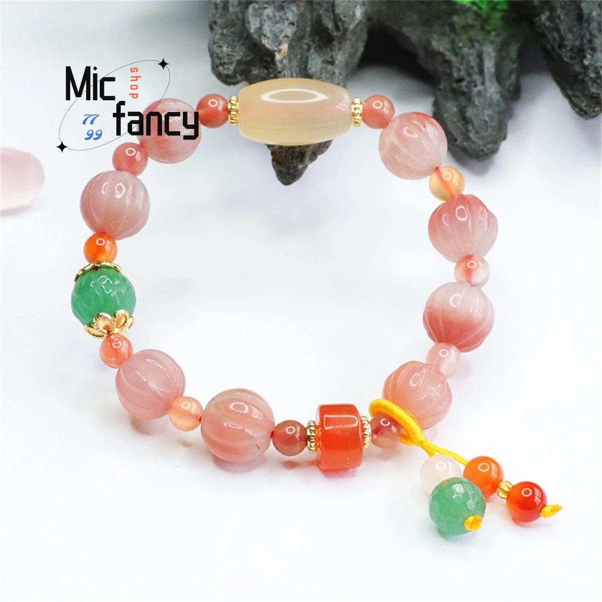 Natural Yanyuan Agate Pumpkin Beads Multicolor Bracelet Simple Elegant Exquisite Fashion Charm Women Fine Jewelry Holiday Gift
