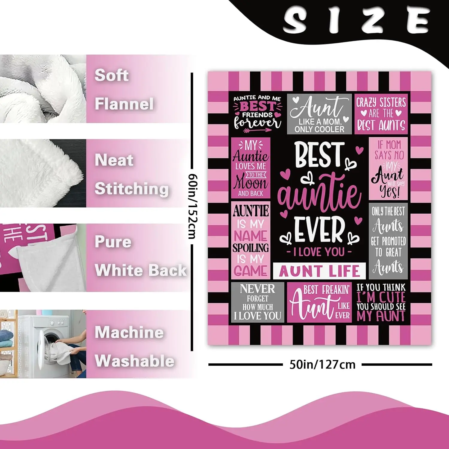 Best Aunt Ever Gifts from Niece Nephew Flannel Throw Blanket, Favorite Auntie Birthday Ideas, Valentines Mothers Day Present for