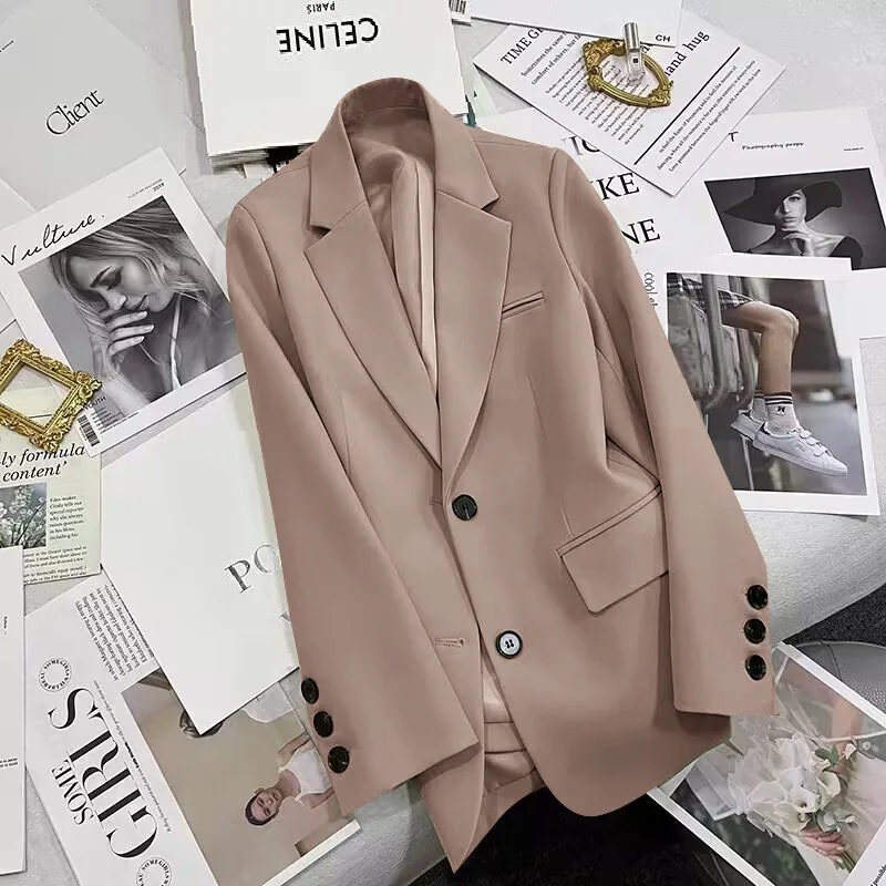 Women Blazer Coat Formal Solid Coat Lapel Single Beasted Long Sleeve Pockets Jacket Outerwear Work Spliced Autumn Winter 2026