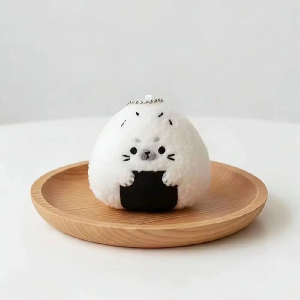 Rice and Vegetable Rice Ball Seal Plush Keychain Bag Charms Fluffy Soft Seal Doll Pendant Decoration Cute Seal Plush Key Ring view 4
