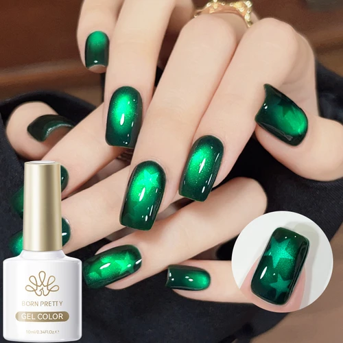 BORN PRETTY 10ml verde esmeralda gato Gel magnético esmalte de ojos cuenta de vidrio UV LED Soak Off semipermanente DIY salón de uñas