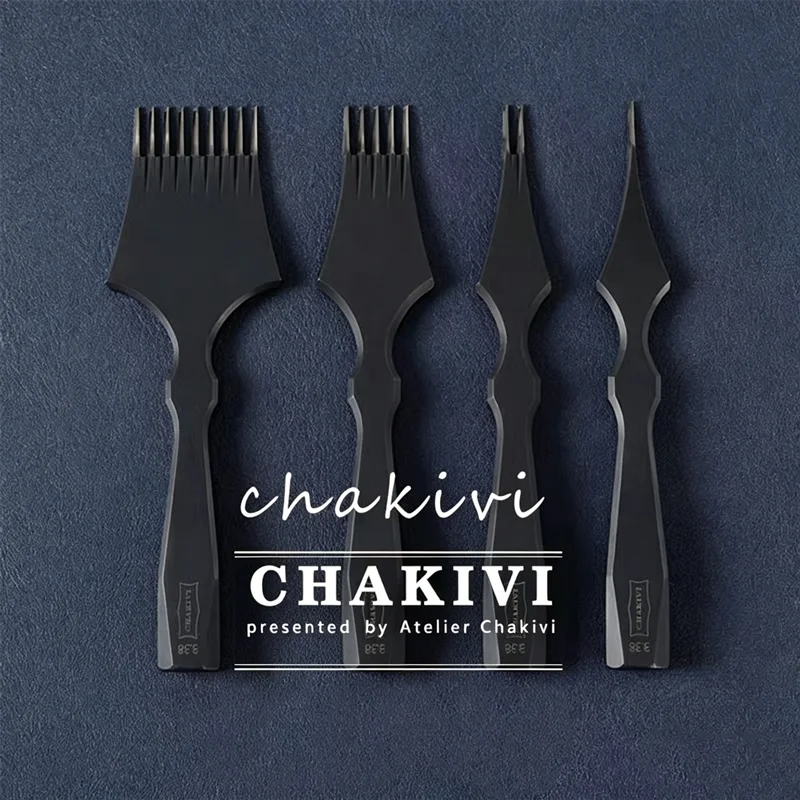 CHAKIVI 4Pcs Diamond French Pricking Iron Set – Mould Steel Forge Heat 2.7-4.0mm Pitch Saddle Stitching Leather Tools