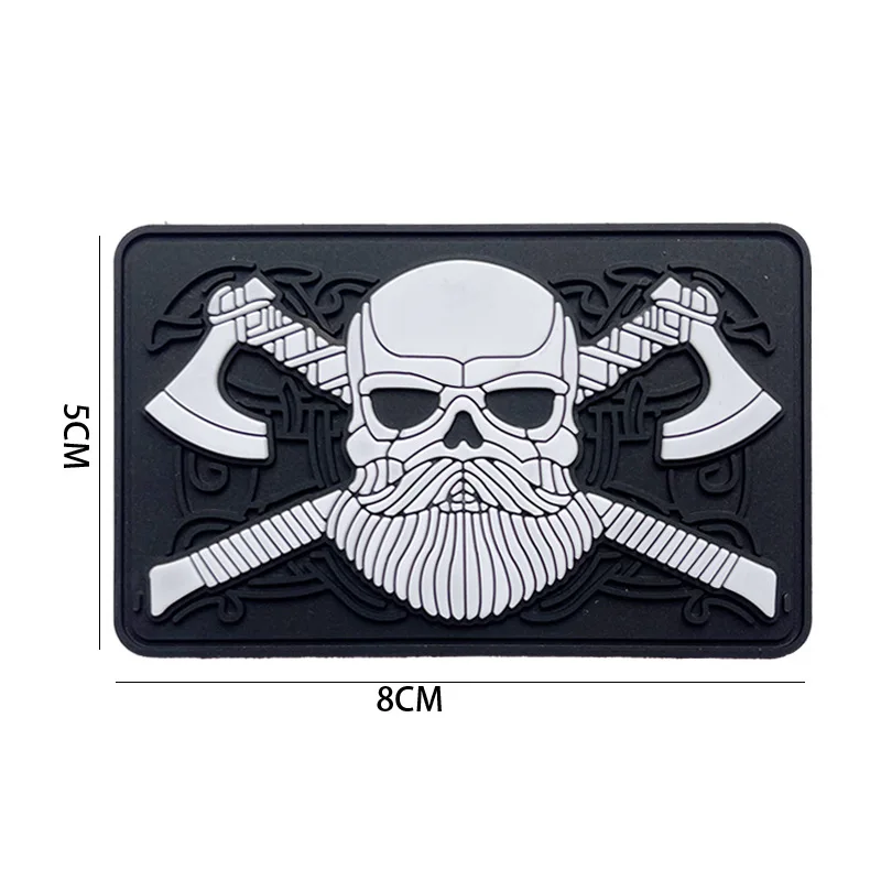 3D PVC Viking Battle Ax Runavin Odin Compass Lone Wolf Logo Armband Odin God Rune Magic Sticker Badge Vking Rubber Patch