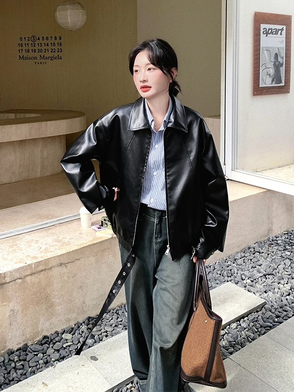 

Новая женская куртка-косуха из искусственной кожи Ele ort для весны и осени, ветрозащитная, для города