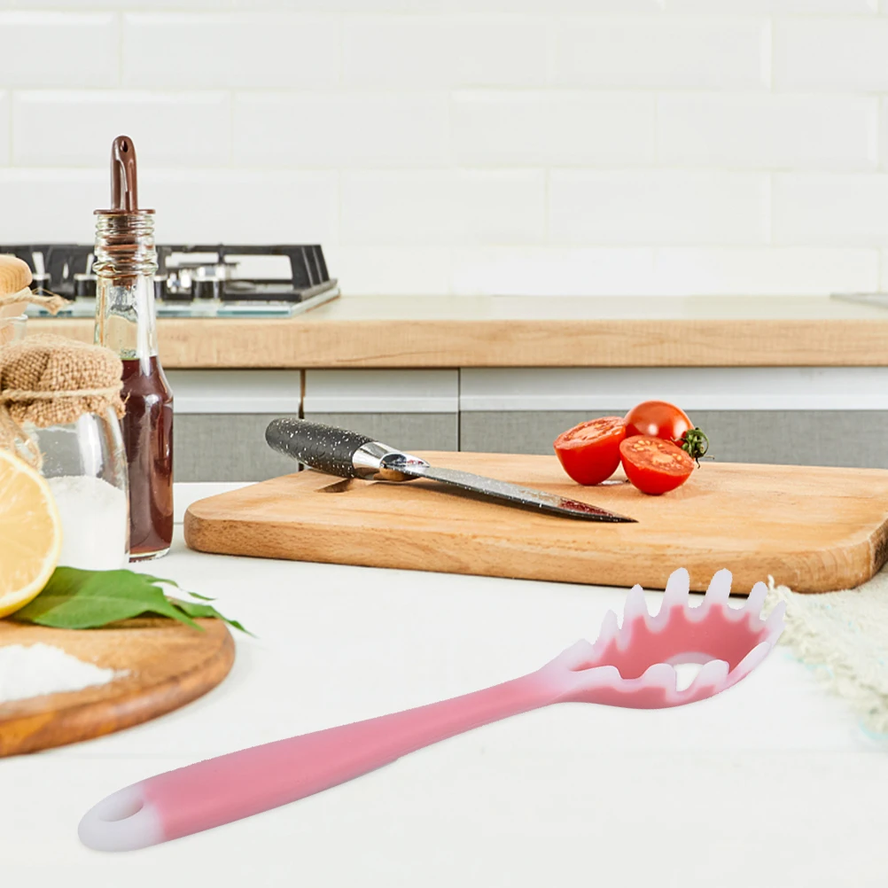 

2pcs Silicone Spaghetti Server Noodle Spoon Kitchen Strainer Scoop Egg Dumplings Ice Non-Stick Convenient Storage