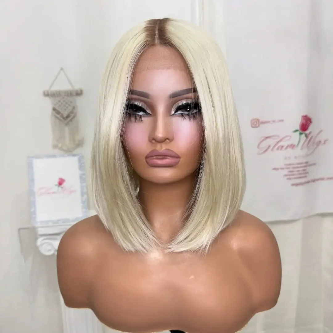 

Soft Ombre Blond Straight Hair 150 density and 13×4 100%human hair wig lace front wig, with baby hair pre plucked