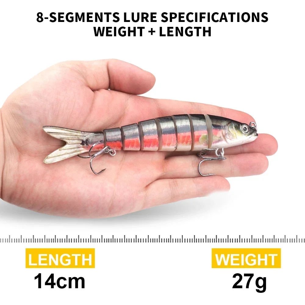 VTAVTA 3pcs/box Sinking Jointed Fishing Lures Set 140mm 27g 8-Segment Swimbait Crankbait Pike Artificial Bait Wobbler Tackle Kit