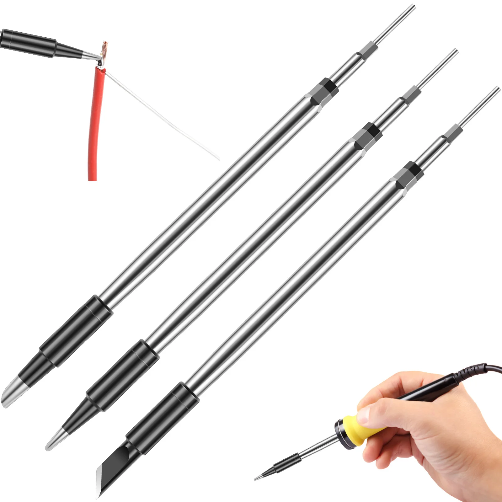 3Pc Lötkolben Spitze Set Schnelle Heizung Lötkolben Spitze Unter C210-C C210-B C210-K Lötkolben Kopf für Löten schmuck
