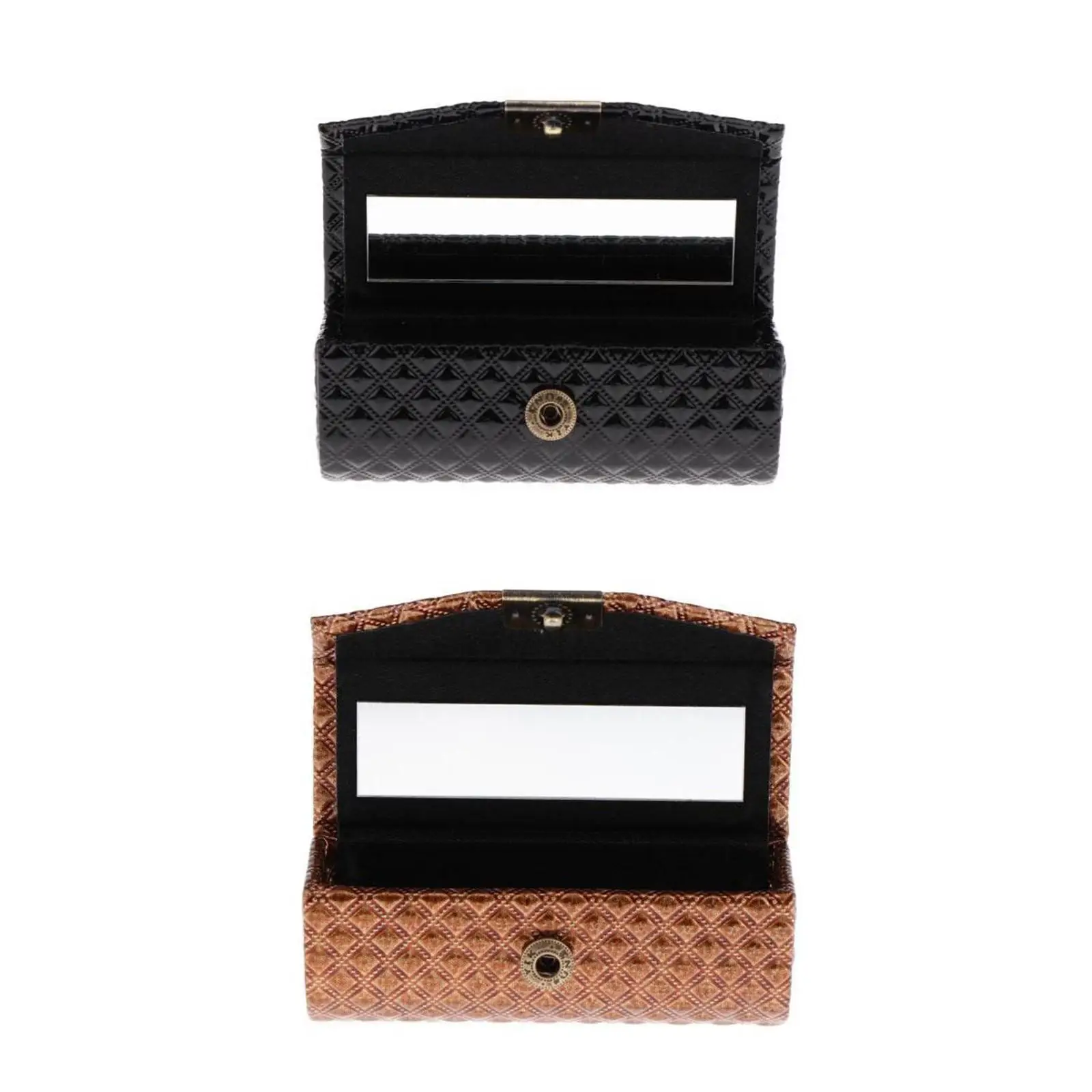 

2 Colors Lipstick Case with Mirror Holder Snap Button Rectangle for Purse