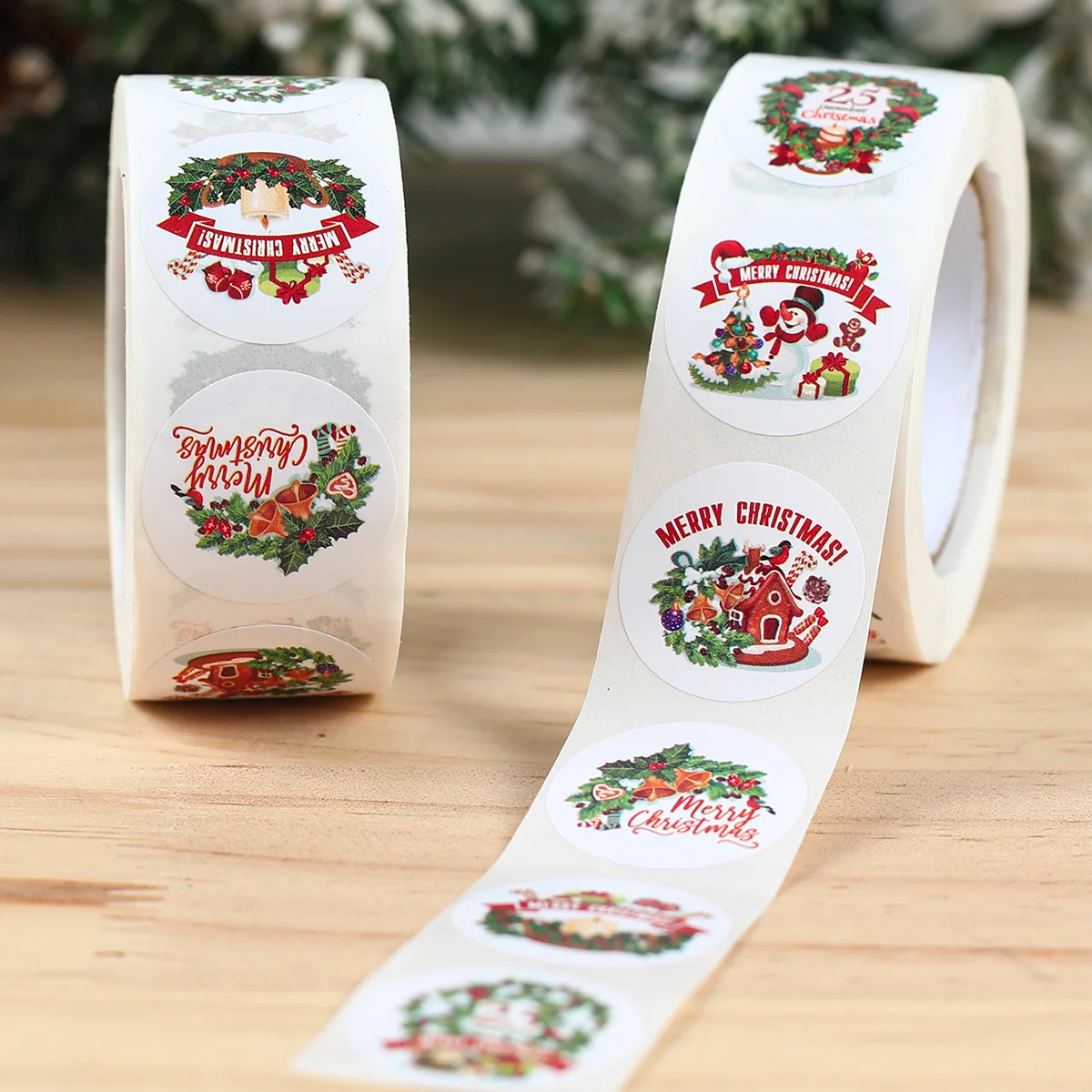 500pcs Christmas Candy Bag Sealing Stickers Merry Christmas Decor For Home 2024 Christmas Ornaments Xmas Gift Noel New Year 2025