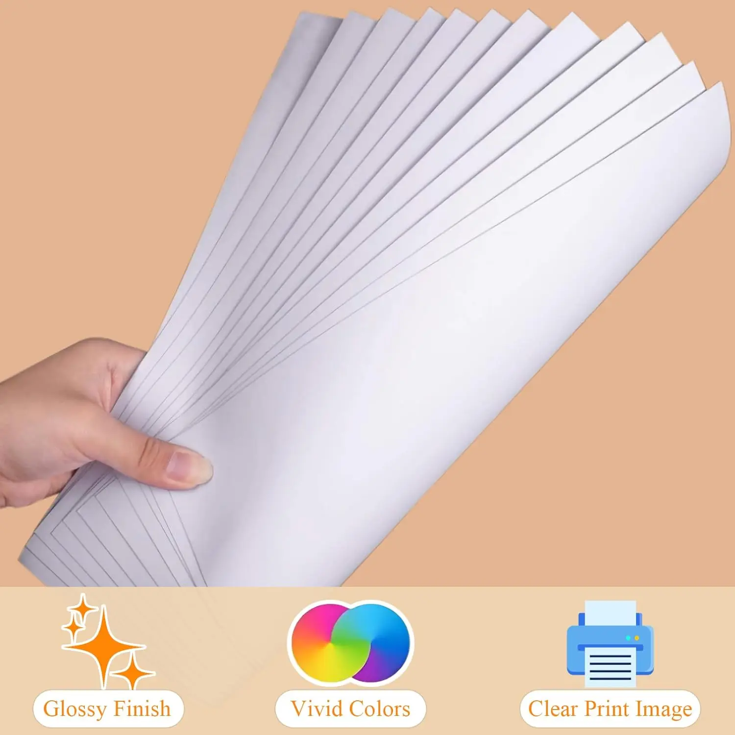 10/20/30/40/50 Sheets A4 Glossy Vinyl Stickers Paper Waterproof White Self-Adhesive Printing Paper for Inkjet and Laser Printer
