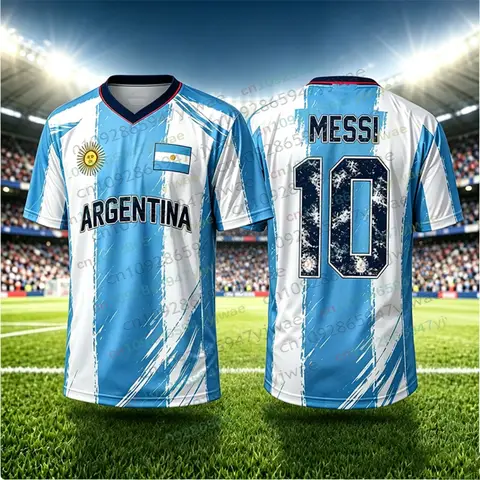 Summer Fashion GPT New Messi Graffiti Element Style Fan Sport T-shirt Daily Match Training Comfortable Quick Dry Kids Set Tshirt
