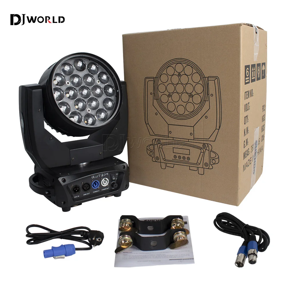 Imagem -06 - Led Lavagem Zoom Feixe Movendo a Cabeça Luz Rgbw Dmx 512 para Palco Profissional Discoteca Festa Bar Ktv Barra Iluminação de Efeito de Palco 19x15w