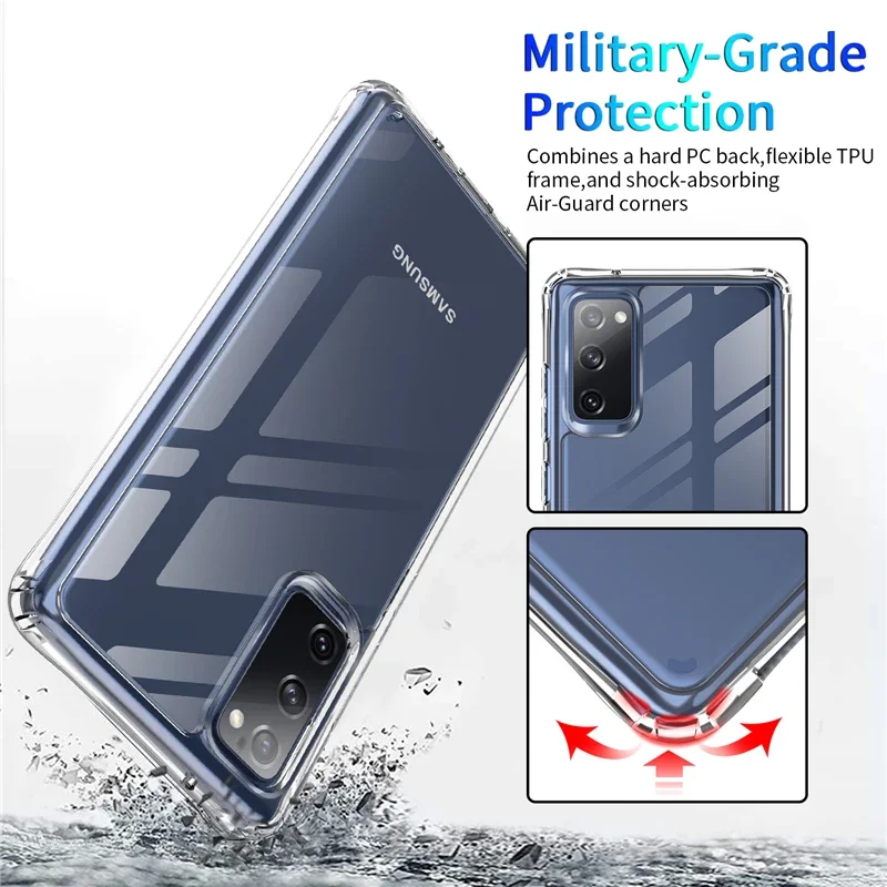 Drop Protection Anti-yellow Clear Acrylic Case for Samsung Galaxy S20 FE S23 S24 Ultra S22 S21 FE 5G Plus S23 Phone Cases