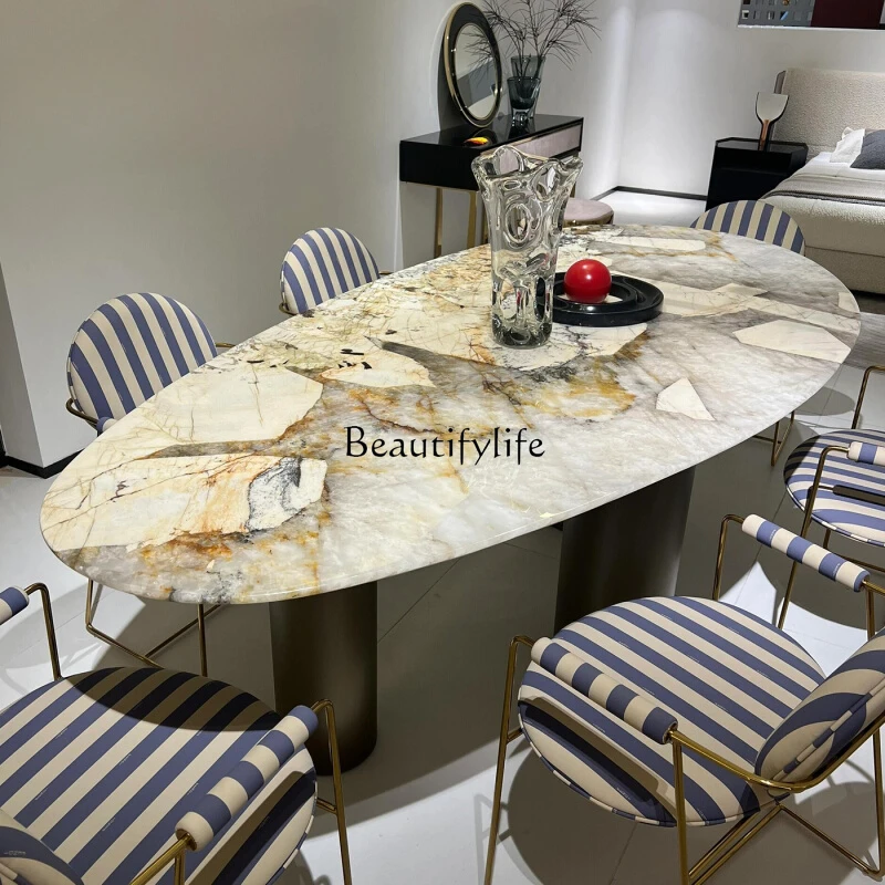 Pandora drop-shaped dining table luxury stone high-end pure natural marble modern simplicity