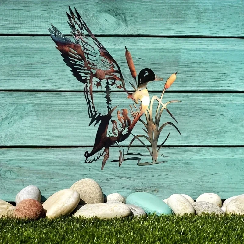 Wild Duck Wrought Iron Wall Art - Rustic Living Room Metal Decor & Hanging