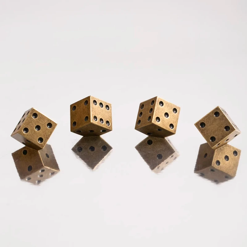 Solid Metal Retro Pulls Antique Brass Cabinet Handles - Vintage Style Dice Drawer Pulls Classic Gaming Knobs for Dresser Drawer