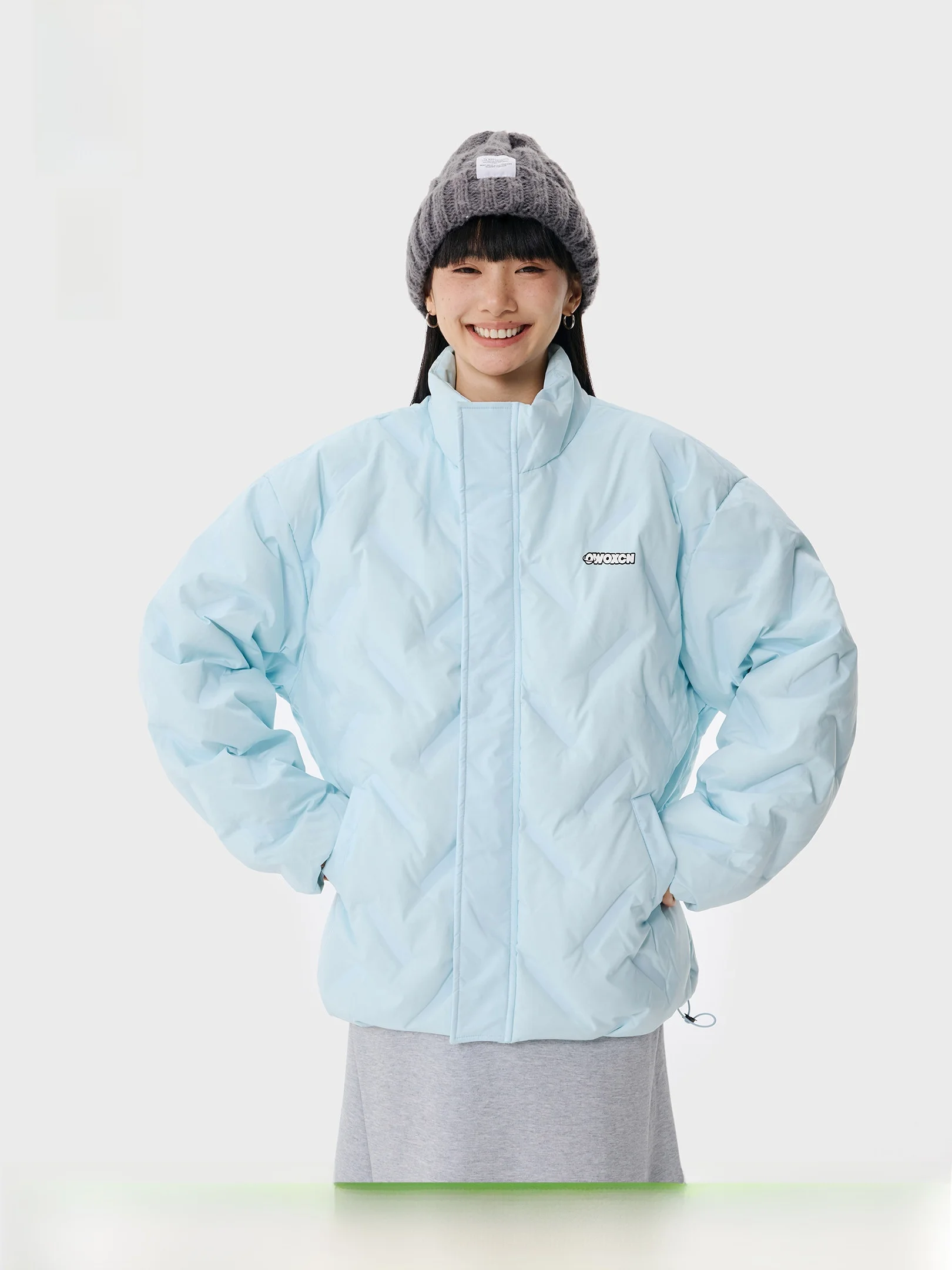 

OWOX Утепленная куртка-пуховик с воротником-стойкой и ромбовидным узором, 90% белый пух, зимняя, повседневная, свободного кроя, легкая, теплая, для пар