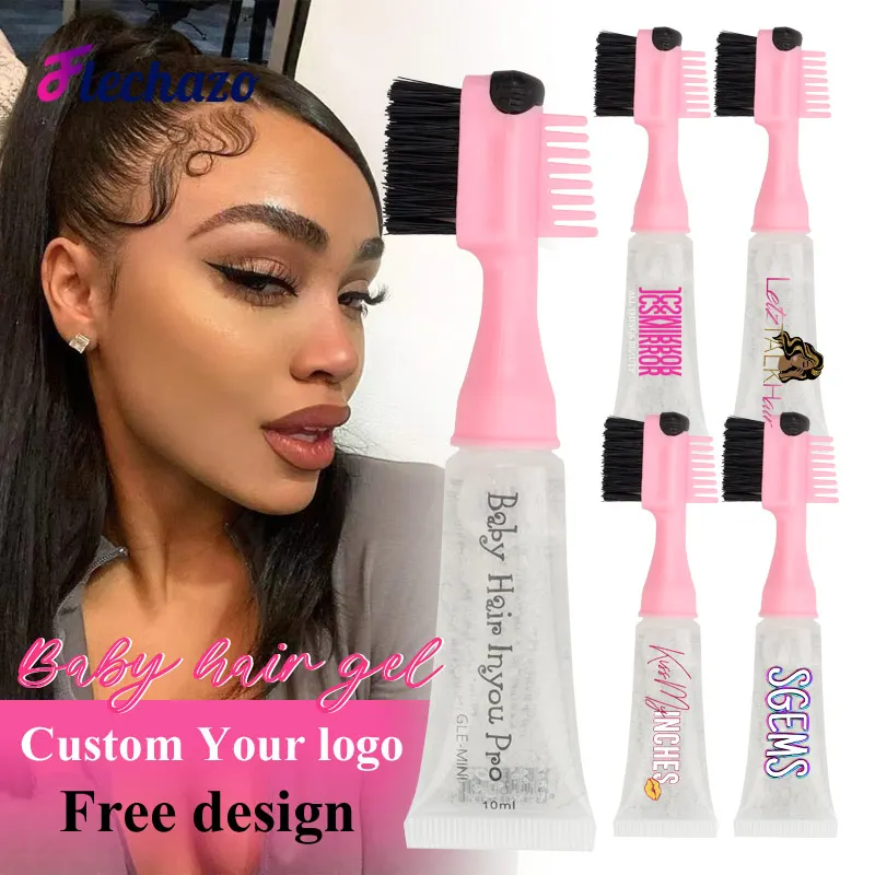 3N1 Baby Hair Edge Brush With Gel Dispenser LOGO Customized For Edge Control Brush Gel 5-100Pcs Baby Hair Pro Edge Control Gel