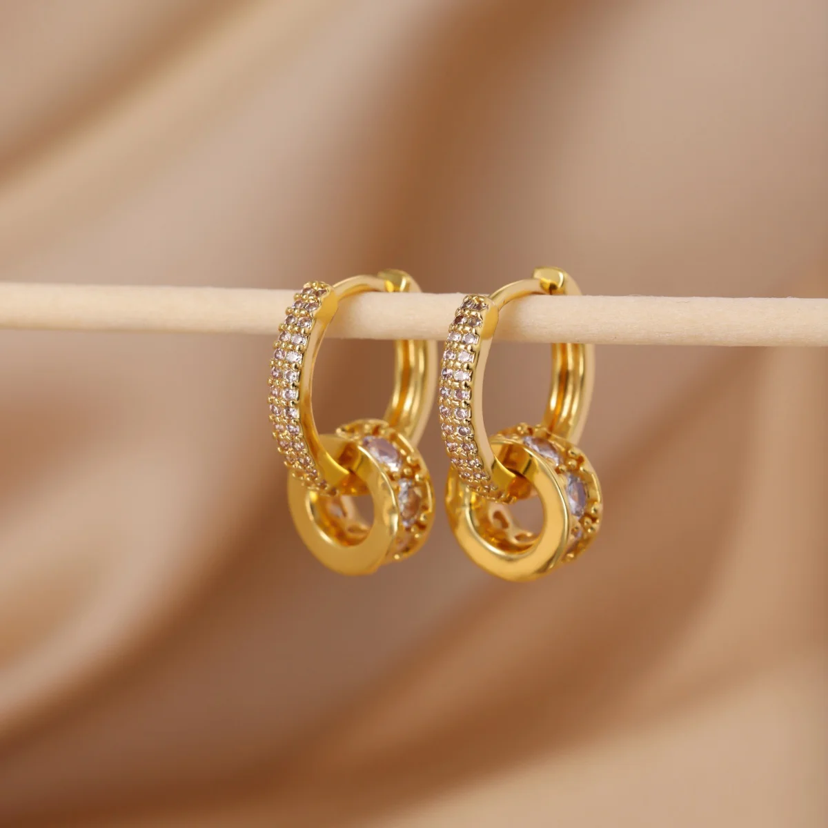 18k Gold Plated Double Circle Hoop Earrings For Women Luxury Fashion Designer Jewelry Wedding Daily Party Accessories Gifts