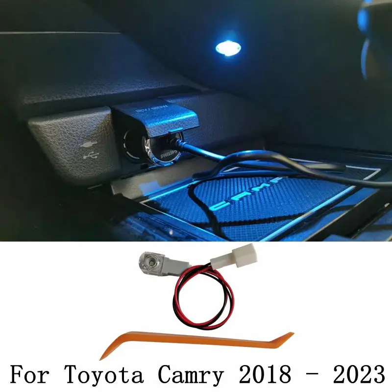 Central Control Storage Atmosphere Light LED Car Interior Water Cup Storage Box Light For Toyota Camry 2018 - 2023