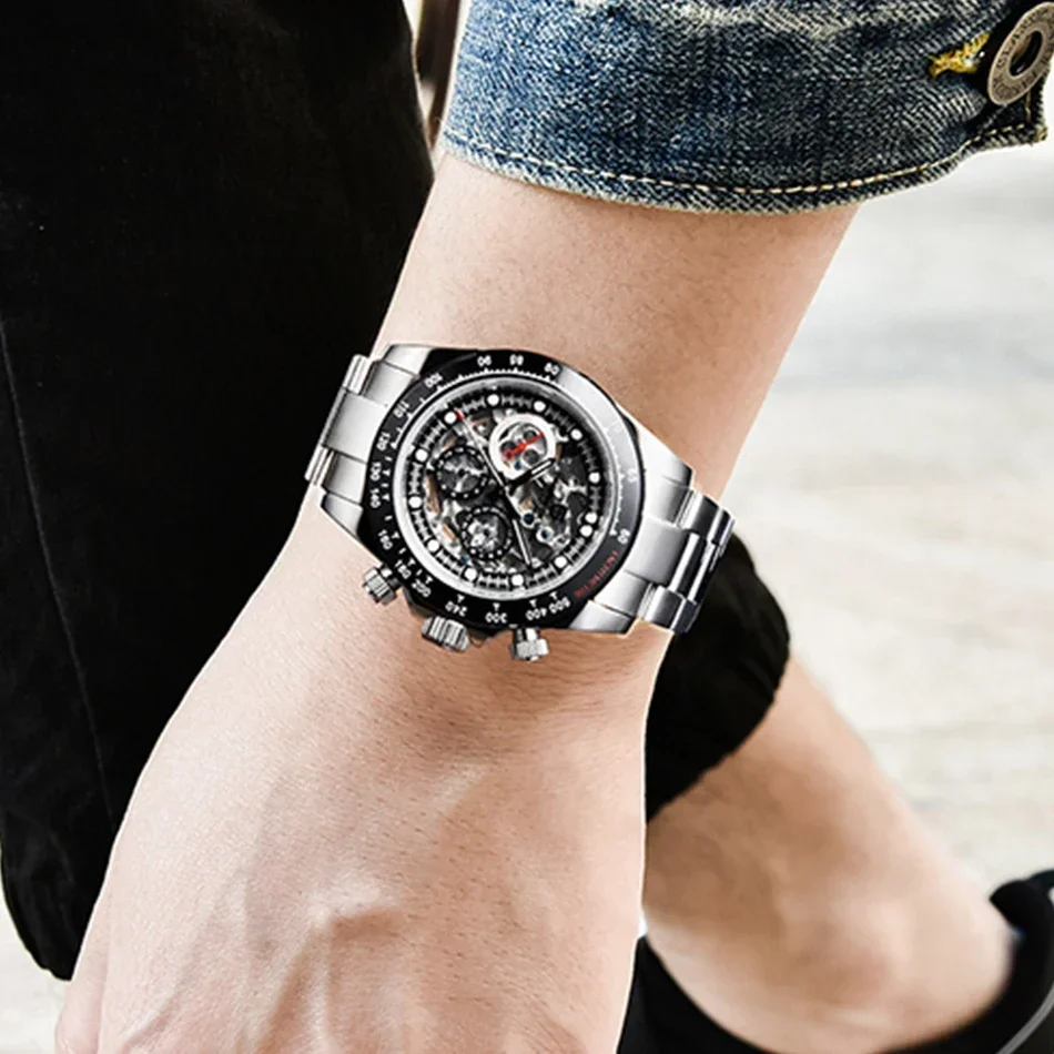 PAGANI DESIGN Original New 40MM Men Mechanical Watch Skeleton Sapphire Glass Stainless Steel 100M Water Resistance Mens Watchs