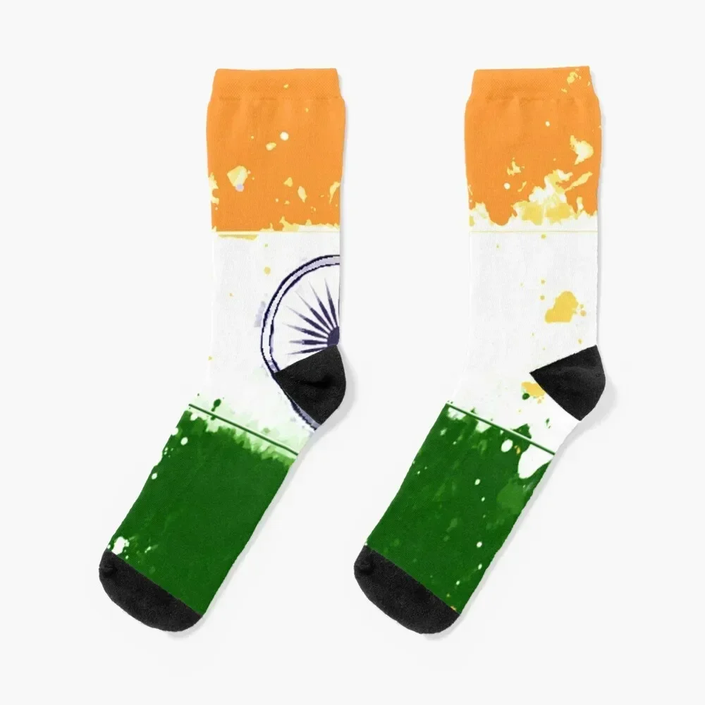 India Grunge Flag Socks sheer Christmas Men's Socks Women's