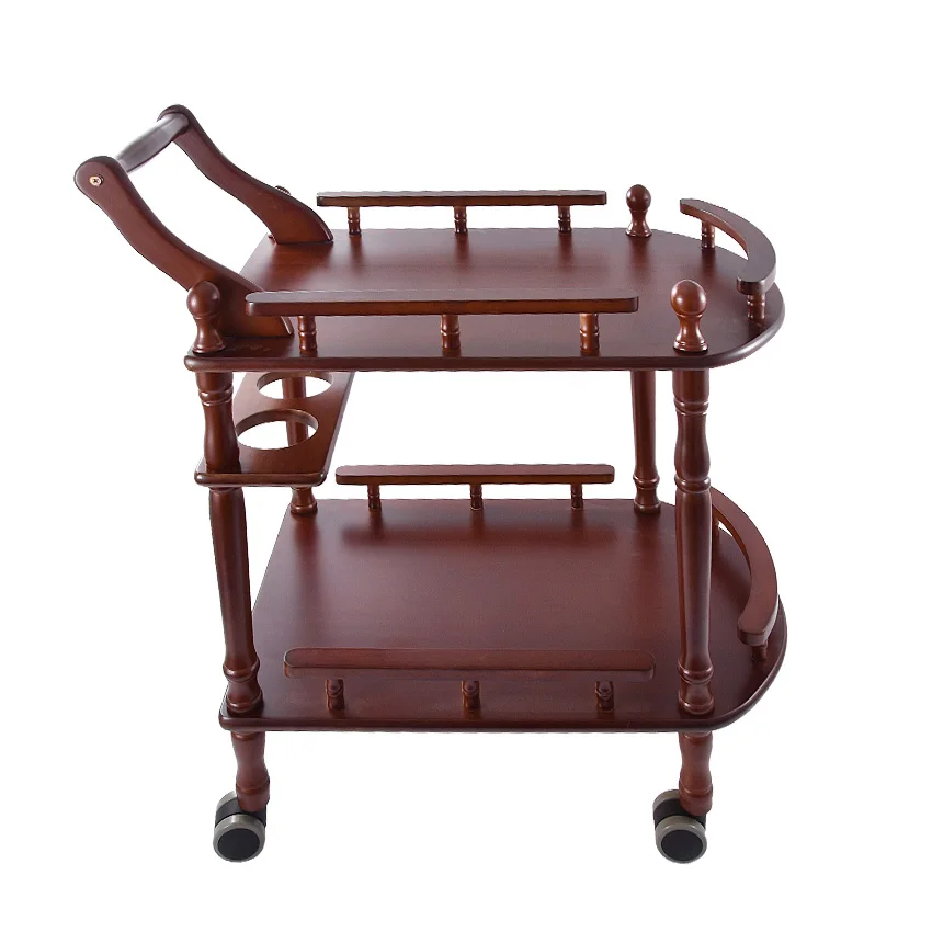 Hotel Trolley Solid Wood Coffee Tables Multipurpose Shelf Display Rack Household Double-layer Movable Tea Tables Dining Car