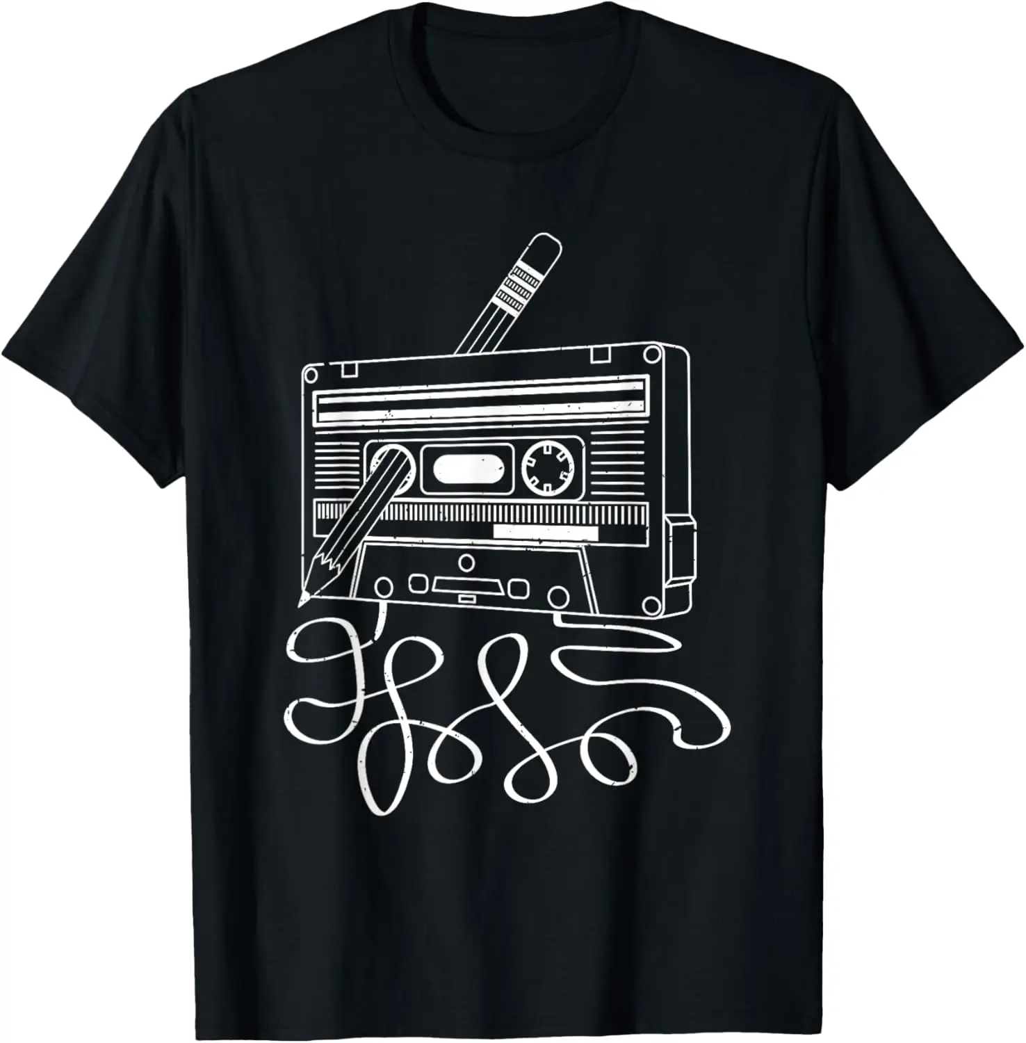 Cassette Tape Vintage Pencil 70s 80s 90s Classic Music T-Shirt
