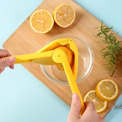 Max Juice Extraction Lemon Lime Squeezer EasytoUse Flat Lemon Squeezer with Leverage Squeezer with Built in Strainer Yellow