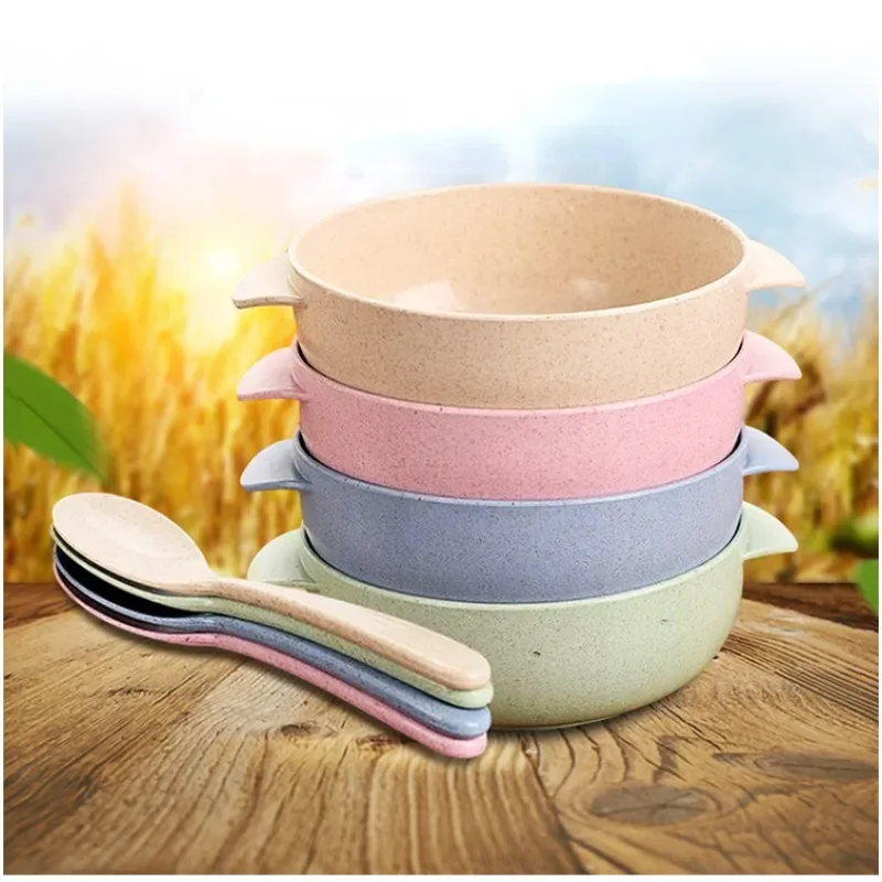 Baby Feeding Tableware Set Eco-Friendly Toddle Kids Anti-hot Training Bowl+Spoon Baby Plate Dish Children Dishes Dinnerware