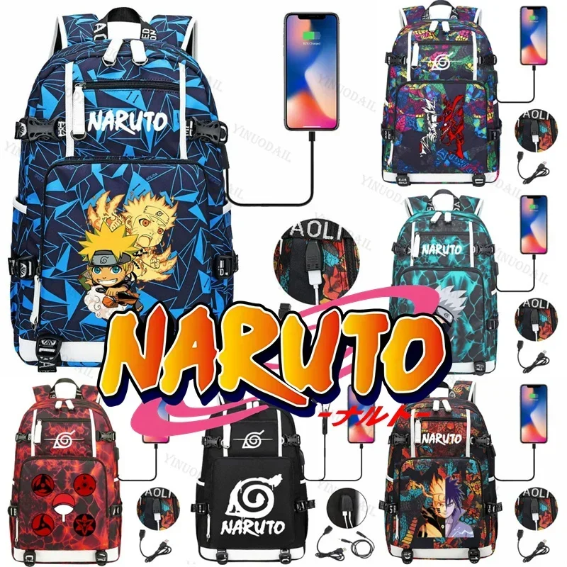 Bild 5: Naruto Legendary Sannin Jiraiya Rucksack, wasserabweisender Rucksack mit USB-Anschluss, Tasche mit mehreren Taschen für junge Pendler