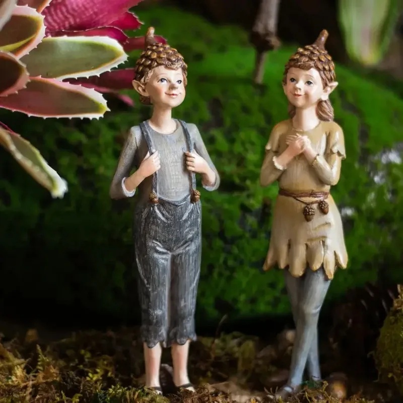 

Декор для стола из лесной смолы, милые эльфы, винтажный сказочный сад, миниатюрные фигурки, украшение для гостиной, деревенский декор для дома