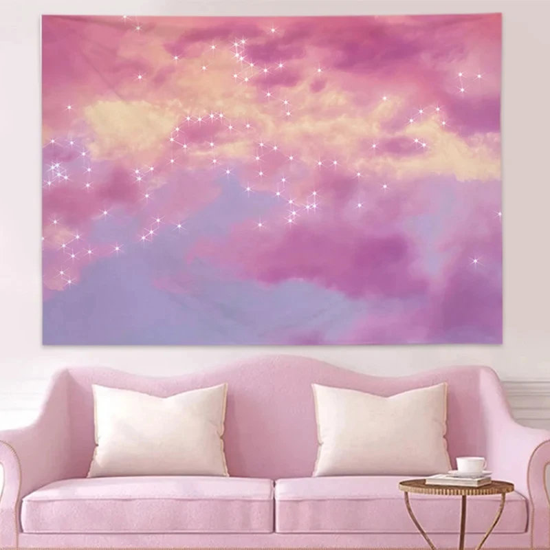 Pink Cloud Sky Tapestry Nature Landscape Tapestry Wall Hanging for Bedroom Living Room College Dorm Photography Party Home Decor