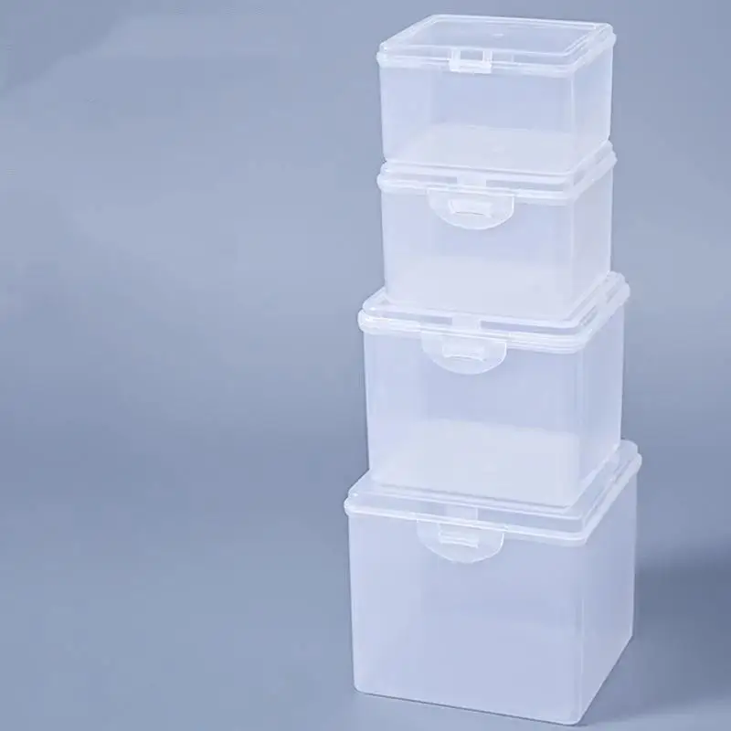 1Pc With Lid Storage Box Rectangular Shape Multi-Purpose Storage Case Plastic Clear Small Thing Container