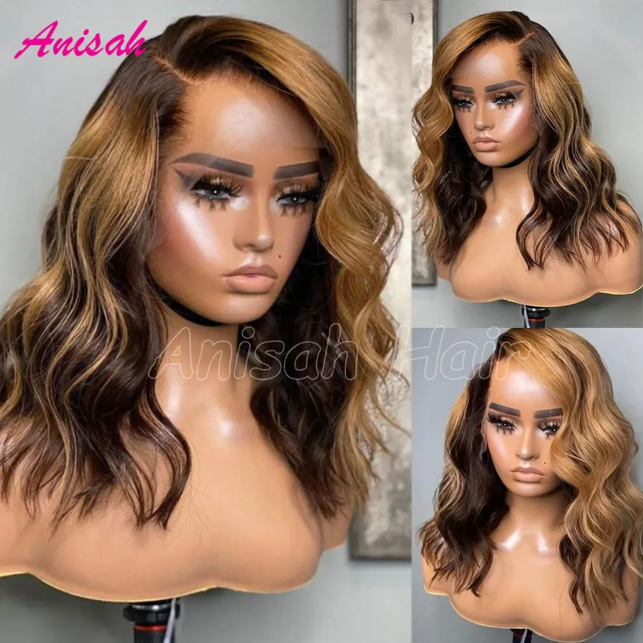 

Short Bob Natural Wave Wig 13x4 13x6 Highlight Lace Frontal Wigs Human Hair Highlight Glueless Wigs Human Hair for Women