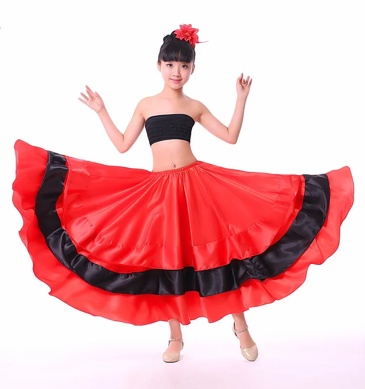 Kids Flamenco Skirts Spanish Flamenco Dance For Girl Spanish Senrite Flamenco Dancer Fancy Dress Costume