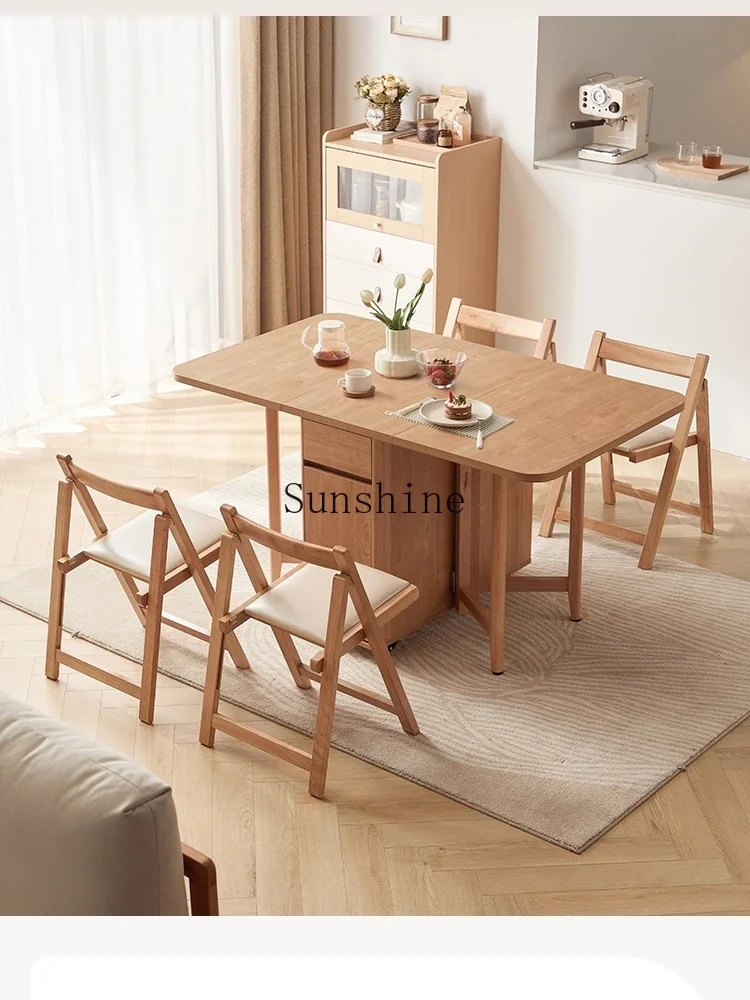 Retractable rock slab simple dining table household small apartment multi-functional folding