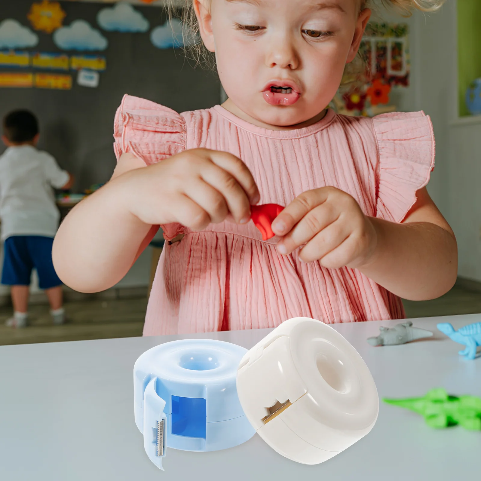 2 قطعة موزع الشريط سطح المكتب مكتب التموين قابلة لإعادة الاستخدام المحمولة القاطع للمنزل ورشة عمل المدرسة حامل ملصق الشريط العملي #2