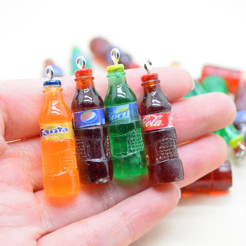 10pcs Popualr Mini Water Bottle Resin Charms Cute Beverage Bottle Pendant For Earring Jewelry Make Diy Accessory